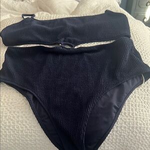 Navy Blue Ribbed Bikini Set
